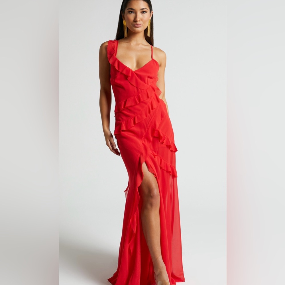 ruffled red dress